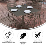 English Elm Commercial Grade 31.5'' Square Metal Indoor-Outdoor Table with Base