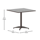 English Elm Commercial Grade 31.5'' Square Metal Indoor-Outdoor Table with Base