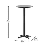 English Elm Commercial Grade 23.25" Round Metal Indoor-Outdoor Bar Height Table with Flip-Up Table