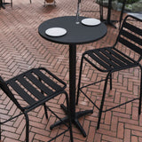 English Elm Commercial Grade 23.25" Round Metal Indoor-Outdoor Bar Height Table with Flip-Up Table