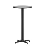 English Elm Commercial Grade 23.25" Round Metal Indoor-Outdoor Bar Height Table with Flip-Up Table