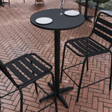 English Elm Commercial Grade 23.5" Round Metal Indoor-Outdoor Bar Height Table