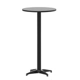 English Elm Commercial Grade 23.5" Round Metal Indoor-Outdoor Bar Height Table