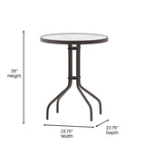 English Elm Commercial Grade 23.75'' Bronze Round Tempered Glass Metal Table