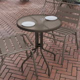 English Elm Commercial Grade 23.75'' Bronze Round Tempered Glass Metal Table