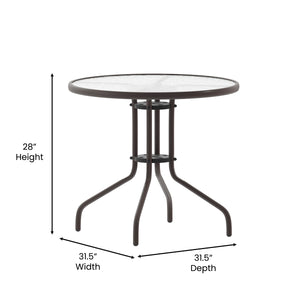 English Elm Commercial Grade 31.5'' Bronze Round Tempered Glass Metal Table