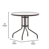 English Elm Commercial Grade 31.5'' Bronze Round Tempered Glass Metal Table