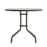 English Elm Commercial Grade 31.5'' Bronze Round Tempered Glass Metal Table