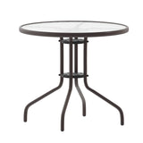 English Elm Commercial Grade 31.5'' Bronze Round Tempered Glass Metal Table