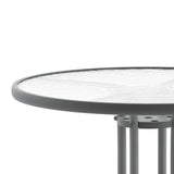 English Elm Commercial Grade 31.5'' Silver Round Tempered Glass Metal Table