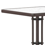 English Elm Commercial Grade 23.5'' Bronze Square Tempered Glass Metal Table