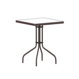 English Elm Commercial Grade 23.5'' Bronze Square Tempered Glass Metal Table