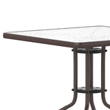 English Elm Commercial Grade 31.5'' Bronze Square Tempered Glass Metal Table