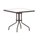 English Elm Commercial Grade 31.5'' Bronze Square Tempered Glass Metal Table