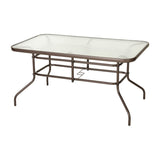 English Elm Commercial Grade 31.5" x 55" Bronze Rectangular Tempered Glass Metal Table with Umbrella Hole