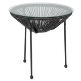 English Elm Valencia Oval Comfort Series Take Ten Rattan Table with Glass Top