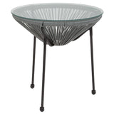 English Elm Valencia Oval Comfort Series Take Ten Rattan Table with Glass Top