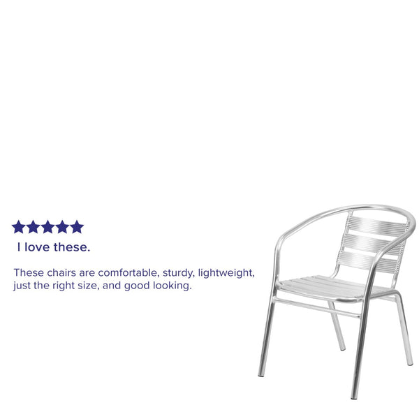 English Elm Commercial Grade Heavy Duty Commercial Indoor-Outdoor Restaurant Stack Chair with Triple Slat Back