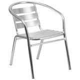 English Elm Commercial Grade Heavy Duty Commercial Indoor-Outdoor Restaurant Stack Chair with Triple Slat Back