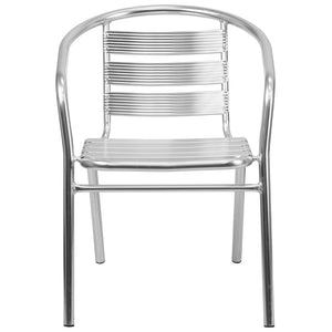 English Elm Commercial Grade Heavy Duty Commercial Indoor-Outdoor Restaurant Stack Chair with Triple Slat Back