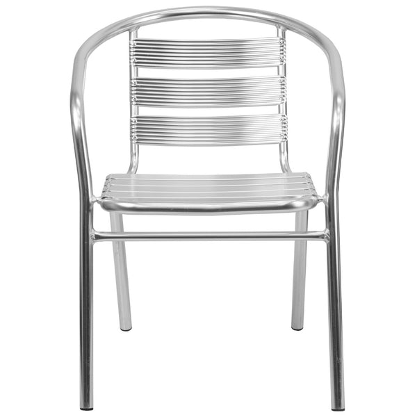 English Elm Commercial Grade Heavy Duty Commercial Indoor-Outdoor Restaurant Stack Chair with Triple Slat Back
