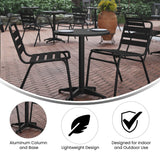 English Elm Commercial Grade 23.5'' Round Aluminum Indoor-Outdoor Table Set with 2 Slat Back Chairs