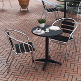 English Elm Commercial Grade 23.5'' Round Aluminum Indoor-Outdoor Table Set with 2 Slat Back Chairs