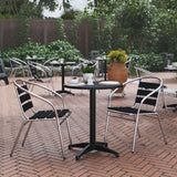 English Elm Commercial Grade 23.5'' Round Aluminum Indoor-Outdoor Table Set with 2 Slat Back Chairs