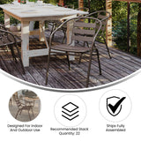 English Elm Commercial Grade 23.5'' Square Aluminum Indoor-Outdoor Table Set with 2 Slat Back Chairs