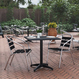 Commercial Grade 27.5'' Square Aluminum Indoor-Outdoor Table Set with 2 Slat Back Chairs