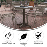 English Elm Commercial Grade 27.5'' Square Aluminum Indoor-Outdoor Table Set with 2 Slat Back Chairs