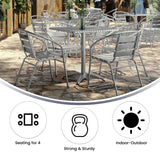 English Elm Commercial Grade 27.5'' Square Indoor-Outdoor Table Set with 4 Slat Back Chairs