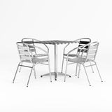 English Elm Commercial Grade 27.5'' Square Indoor-Outdoor Table Set with 4 Slat Back Chairs