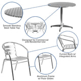 English Elm Commercial Grade 31.5'' Round Indoor-Outdoor Table Set with 4 Slat Back Chairs