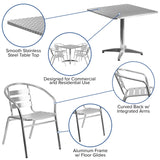 English Elm Commercial Grade 31.5'' Square Indoor-Outdoor Table Set with 4 Slat Back Chairs