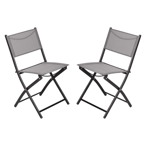 English Elm Commercial Grade - Set of 2 Commercial Grade Indoor/Outdoor Folding Chairs with Flex Comfort Material Backs and Seats and Black Metal Frames