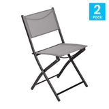 English Elm Commercial Grade - Set of 2 Commercial Grade Indoor/Outdoor Folding Chairs with Flex Comfort Material Backs and Seats and Black Metal Frames