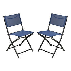 English Elm Commercial Grade - Set of 2 Commercial Grade Indoor/Outdoor Folding Chairs with Flex Comfort Material Backs and Seats and Black Metal Frames