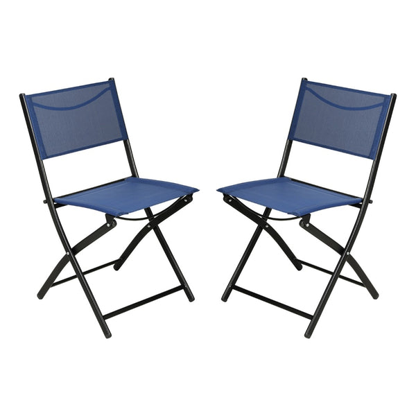 English Elm Commercial Grade - Set of 2 Commercial Grade Indoor/Outdoor Folding Chairs with Flex Comfort Material Backs and Seats and Black Metal Frames