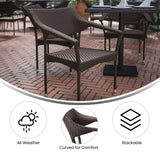 English Elm Commercial Grade Commercial Grade Stacking Patio Chair, All Weather PE Rattan Wicker Patio Dining Chair