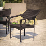 English Elm Commercial Grade Commercial Grade Stacking Patio Chair, All Weather PE Rattan Wicker Patio Dining Chair