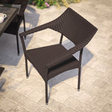 English Elm Commercial Grade Commercial Grade Stacking Patio Chair, All Weather PE Rattan Wicker Patio Dining Chair