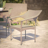 English Elm Commercial Grade Commercial Grade Stacking Patio Chair, All Weather PE Rattan Wicker Patio Dining Chair