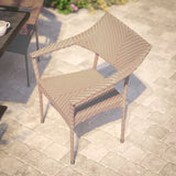 English Elm Commercial Grade Commercial Grade Stacking Patio Chair, All Weather PE Rattan Wicker Patio Dining Chair