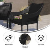 English Elm Commercial Grade Commercial Grade Stacking Patio Chair, All Weather PE Rattan Wicker Patio Dining Chair