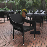 English Elm Commercial Grade Commercial Grade Stacking Patio Chair, All Weather PE Rattan Wicker Patio Dining Chair