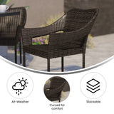 English Elm Commercial Grade Commercial Grade Stacking Patio Chair, All Weather PE Rattan Wicker Patio Dining Chair