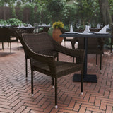 English Elm Commercial Grade Commercial Grade Stacking Patio Chair, All Weather PE Rattan Wicker Patio Dining Chair