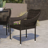 English Elm Commercial Grade Commercial Grade Stacking Patio Chair, All Weather PE Rattan Wicker Patio Dining Chair