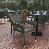 English Elm Commercial Grade Commercial Grade Stacking Patio Chair, All Weather PE Rattan Wicker Patio Dining Chair